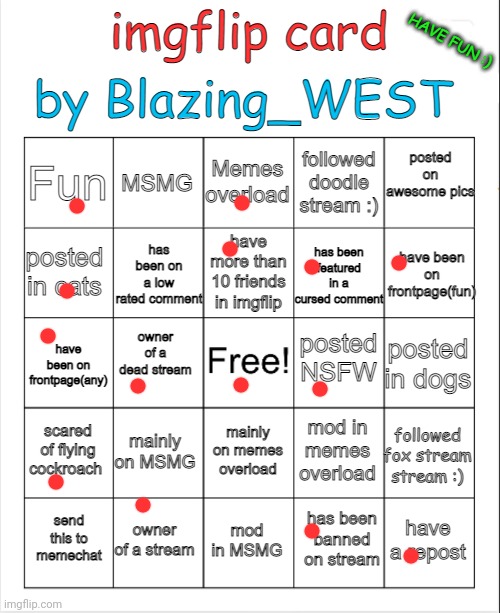 . | image tagged in bingo card by blazing_west | made w/ Imgflip meme maker