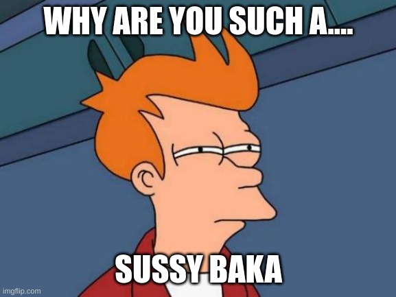 Futurama Fry Meme | WHY ARE YOU SUCH A.... SUSSY BAKA | image tagged in memes,futurama fry | made w/ Imgflip meme maker