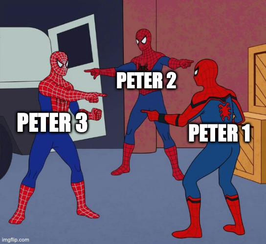 Peter 1, 2, and 3 | PETER 2; PETER 3; PETER 1 | image tagged in spider man triple,peter parker,123troll | made w/ Imgflip meme maker