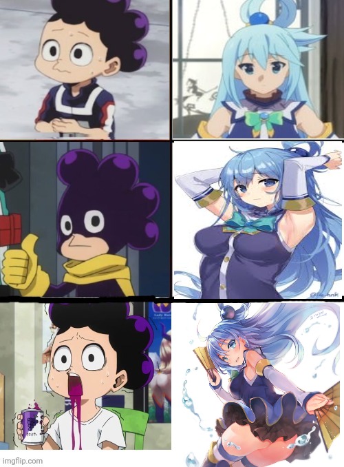 Mineta is an Aqua fan | image tagged in mineta 3 panel,mineta,aqua konosuba,anime girl | made w/ Imgflip meme maker