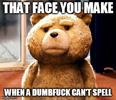 THAT FACE YOU MAKE WHEN A DUMBF**K CAN'T SPELL | image tagged in memes,ted | made w/ Imgflip meme maker