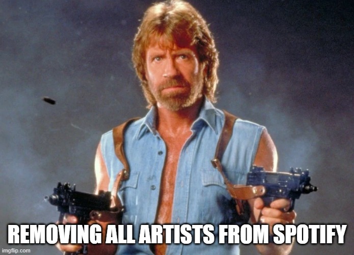 REMOVING ALL ARTISTS FROM SPOTIFY | made w/ Imgflip meme maker