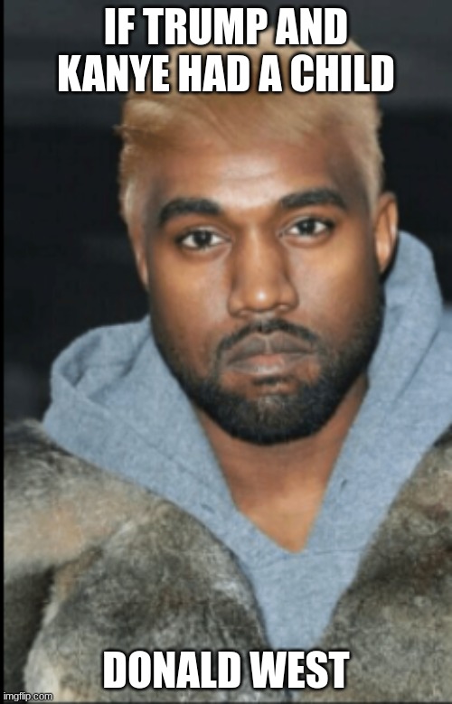 trump and kanye | IF TRUMP AND KANYE HAD A CHILD; DONALD WEST | image tagged in trump and kanye | made w/ Imgflip meme maker