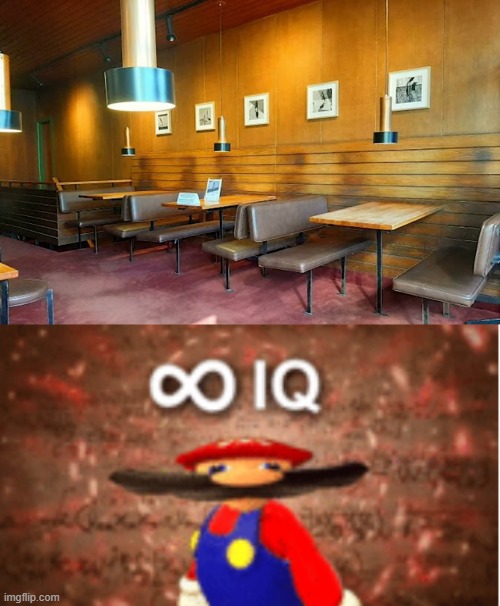 The walls in this restaurant have real shadows where people used to sit | image tagged in infinite iq | made w/ Imgflip meme maker