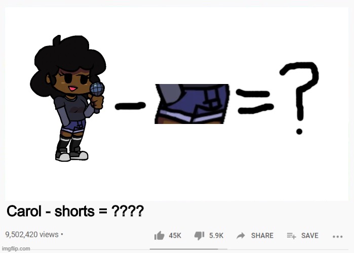 Cringe FnF YouTube videos be like | Carol - shorts = ???? | image tagged in youtube video template | made w/ Imgflip meme maker