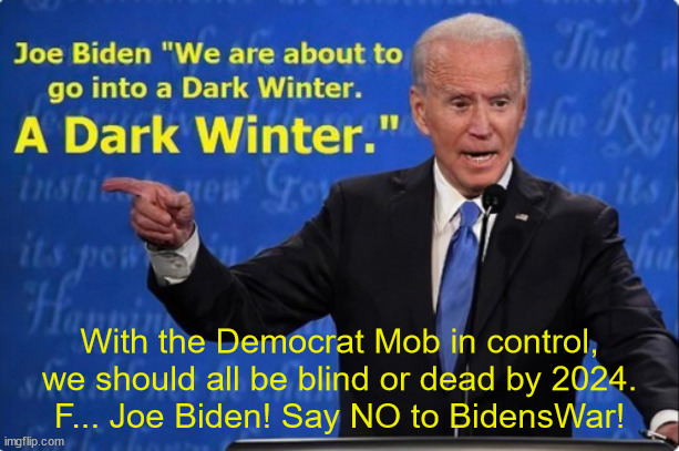 With the Democrat Mob in control of America, we should all be blind or dead by 2024. | With the Democrat Mob in control,
we should all be blind or dead by 2024.
F... Joe Biden! Say NO to BidensWar! | image tagged in memes,biden,political | made w/ Imgflip meme maker