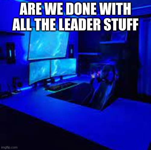 just asking | ARE WE DONE WITH ALL THE LEADER STUFF | image tagged in holidaygamings user template | made w/ Imgflip meme maker