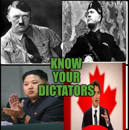 blank drake format | KNOW YOUR DICTATORS | image tagged in blank drake format,adolf hitler,mussolini,kim jong un,justin trudeau | made w/ Imgflip meme maker