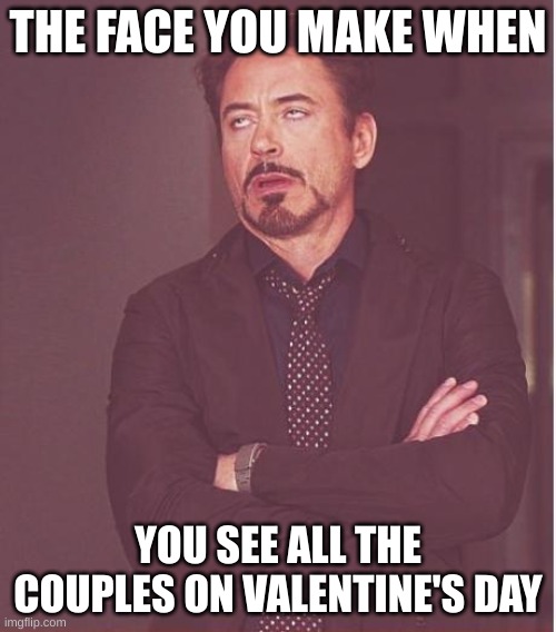 I'll buy my own self some flowers smh | THE FACE YOU MAKE WHEN; YOU SEE ALL THE COUPLES ON VALENTINE'S DAY | image tagged in memes,face you make robert downey jr,valentine's day | made w/ Imgflip meme maker