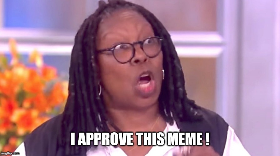 Deranged Whoopi | I APPROVE THIS MEME ! | image tagged in deranged whoopi | made w/ Imgflip meme maker
