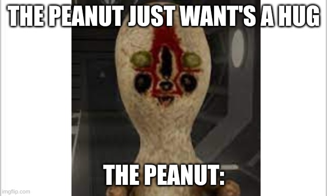 who wants a hug? | THE PEANUT JUST WANT'S A HUG; THE PEANUT: | image tagged in memes,scp foundation,hugs | made w/ Imgflip meme maker
