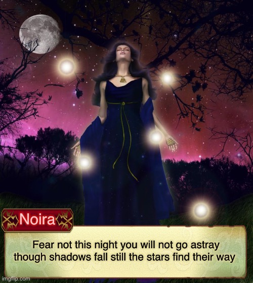 The song of Noira the dusk dragon | Noira; Fear not this night you will not go astray though shadows fall still the stars find their way | image tagged in fire emblem fates | made w/ Imgflip meme maker