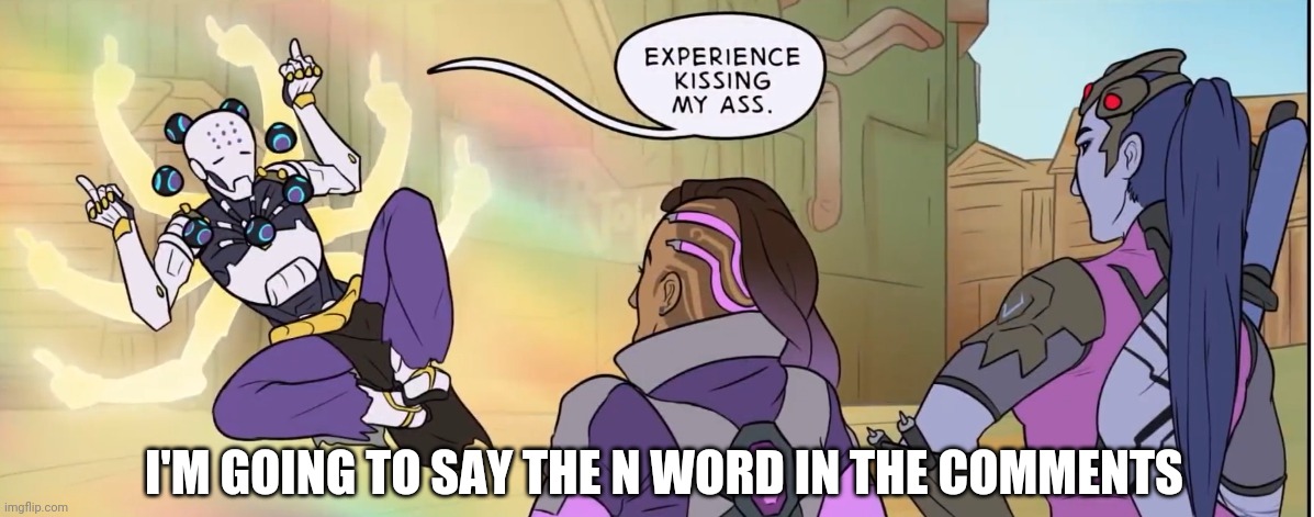 Experience kissing my ass | I'M GOING TO SAY THE N WORD IN THE COMMENTS | image tagged in experience kissing my ass | made w/ Imgflip meme maker