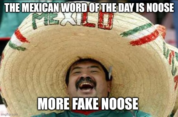 mexican word of the day | THE MEXICAN WORD OF THE DAY IS NOOSE MORE FAKE NOOSE | image tagged in mexican word of the day | made w/ Imgflip meme maker