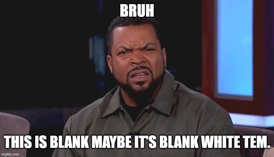 Really? Ice Cube | BRUH THIS IS BLANK MAYBE IT'S BLANK WHITE TEM. | image tagged in really ice cube | made w/ Imgflip meme maker