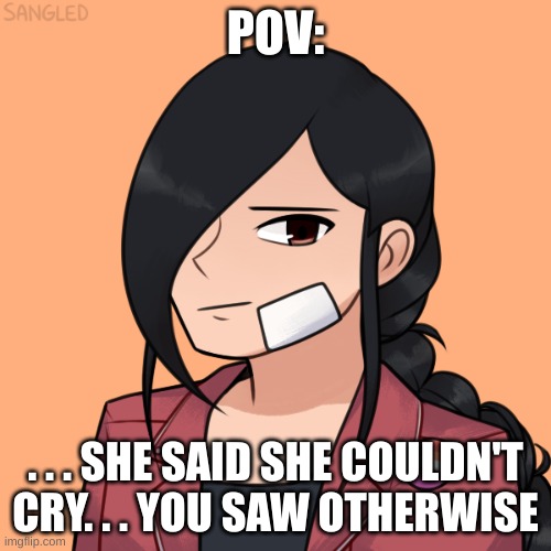 please comfort her. she needs it. enjoy | POV:; . . . SHE SAID SHE COULDN'T CRY. . . YOU SAW OTHERWISE | made w/ Imgflip meme maker