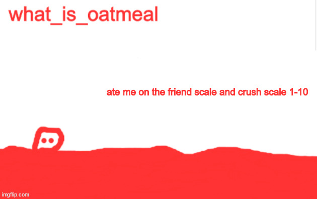 blobie temp | ate me on the friend scale and crush scale 1-10 | image tagged in blobie temp | made w/ Imgflip meme maker