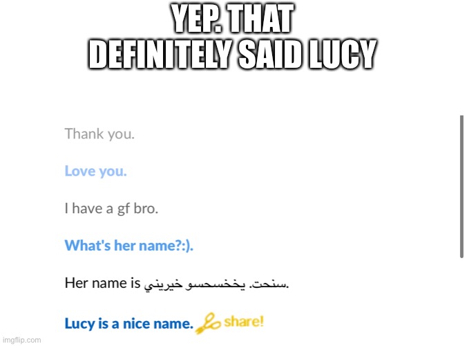 Definitely | YEP. THAT DEFINITELY SAID LUCY | made w/ Imgflip meme maker