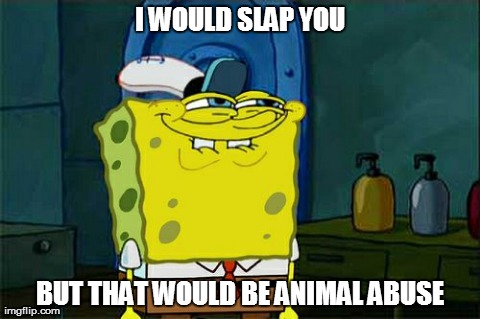 Don't You Squidward Meme | I WOULD SLAP YOU BUT THAT WOULD BE ANIMAL ABUSE | image tagged in memes,dont you squidward | made w/ Imgflip meme maker