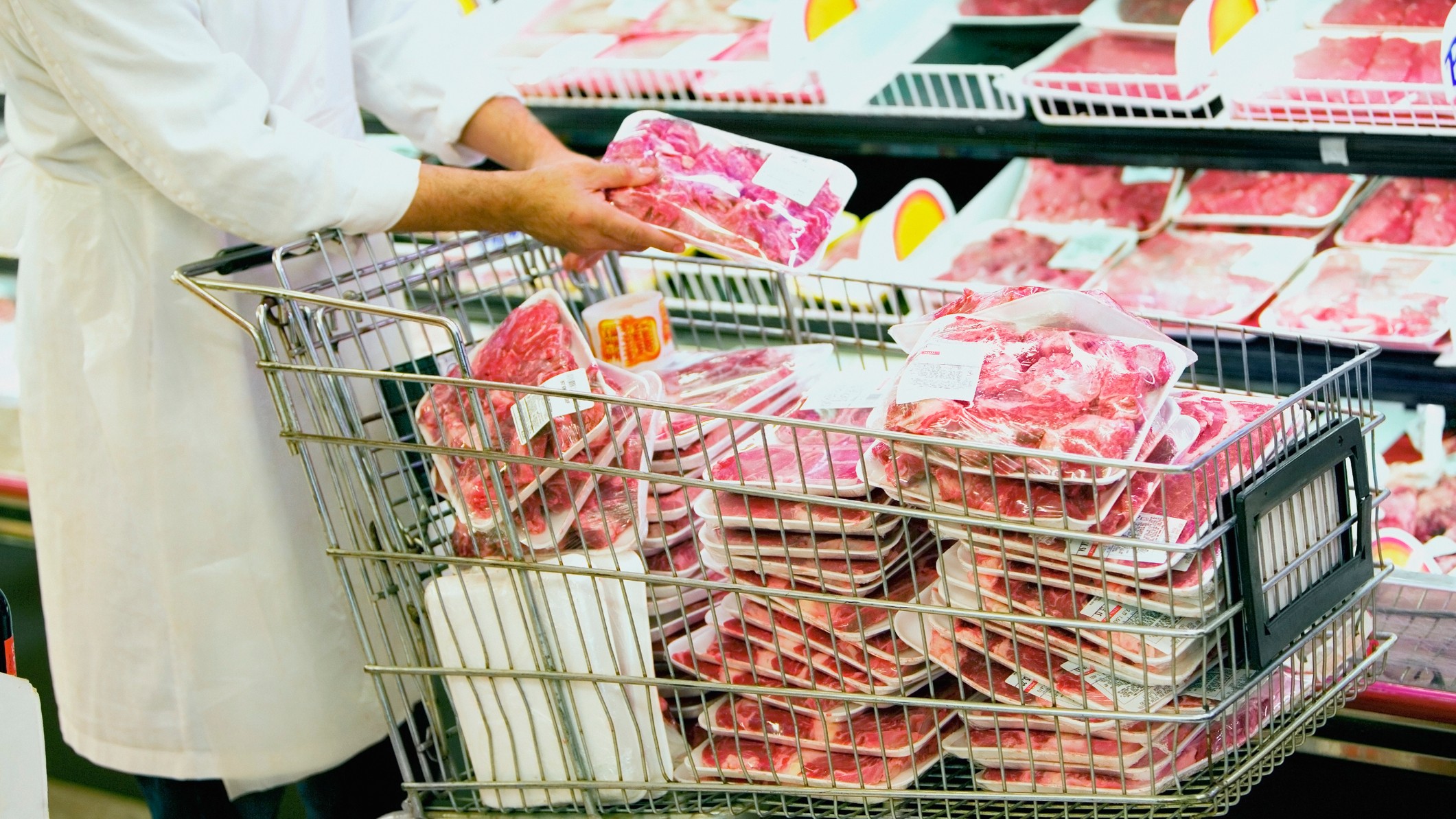 Meat in shopping cart Blank Meme Template