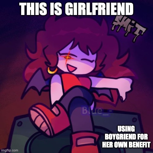 Girlfriend Thumbs Down | THIS IS GIRLFRIEND; USING BOYGRIEND FOR HER OWN BENEFIT | image tagged in friday night funkin,memes | made w/ Imgflip meme maker