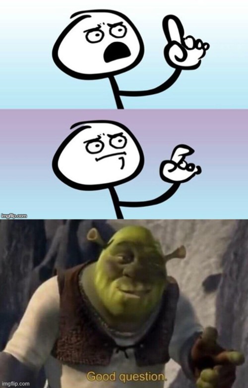 image tagged in wait a minute never mind,shrek good question | made w/ Imgflip meme maker