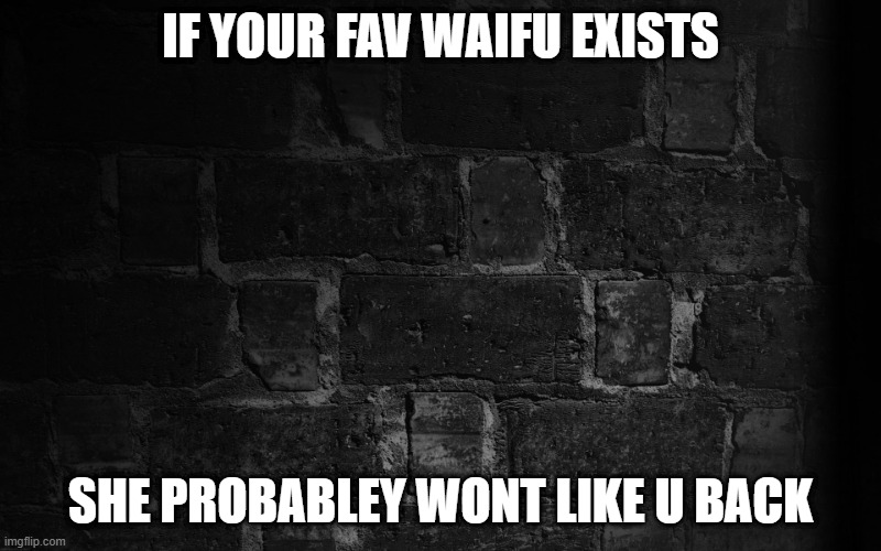 truth | IF YOUR FAV WAIFU EXISTS; SHE PROBABLEY WONT LIKE U BACK | image tagged in cold hard truth | made w/ Imgflip meme maker