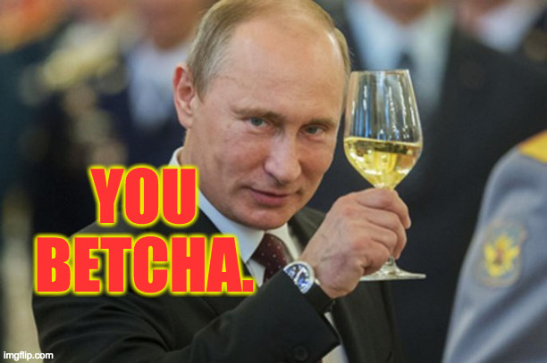 Putin Cheers | YOU BETCHA. | image tagged in putin cheers | made w/ Imgflip meme maker