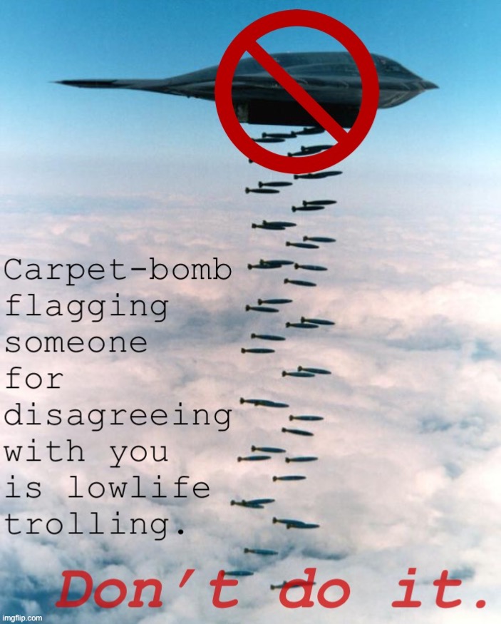 Anti-Carpet bomb flagging | image tagged in anti-carpet bomb flagging | made w/ Imgflip meme maker