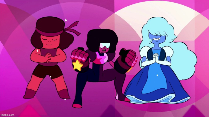 Garnet, Ruby, and Sapphire | image tagged in garnet ruby and sapphire | made w/ Imgflip meme maker