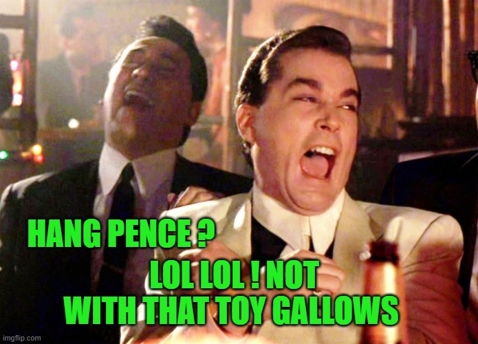 Good Fellas Hilarious Meme | LOL LOL ! NOT WITH THAT TOY GALLOWS HANG PENCE ? | image tagged in memes,good fellas hilarious | made w/ Imgflip meme maker