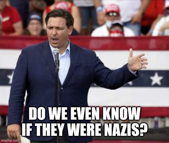 Governor Ron DeSantis - Nazi Misogynist | DO WE EVEN KNOW IF THEY WERE NAZIS? | image tagged in governor ron desantis - nazi misogynist | made w/ Imgflip meme maker