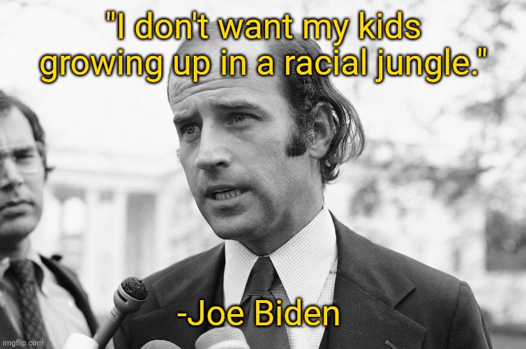 The real Joe Biden. | "I don't want my kids growing up in a racial jungle."; -Joe Biden | image tagged in memes | made w/ Imgflip meme maker