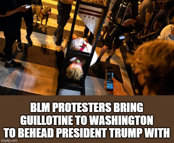 BLM PROTESTERS BRING GUILLOTINE TO WASHINGTON TO BEHEAD PRESIDENT TRUMP WITH | made w/ Imgflip meme maker