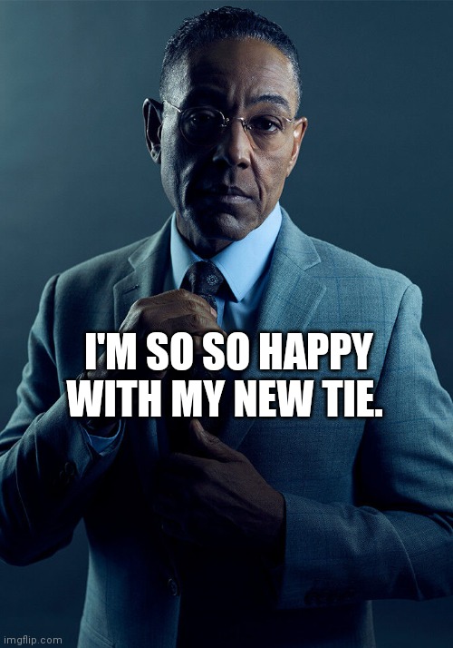 Gus Fring we are not the same | I'M SO SO HAPPY WITH MY NEW TIE. | image tagged in gus fring we are not the same | made w/ Imgflip meme maker