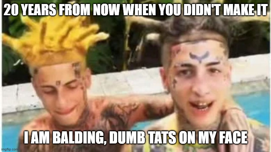 Island Boy | 20 YEARS FROM NOW WHEN YOU DIDN'T MAKE IT; I AM BALDING, DUMB TATS ON MY FACE | image tagged in dumb and dumber | made w/ Imgflip meme maker