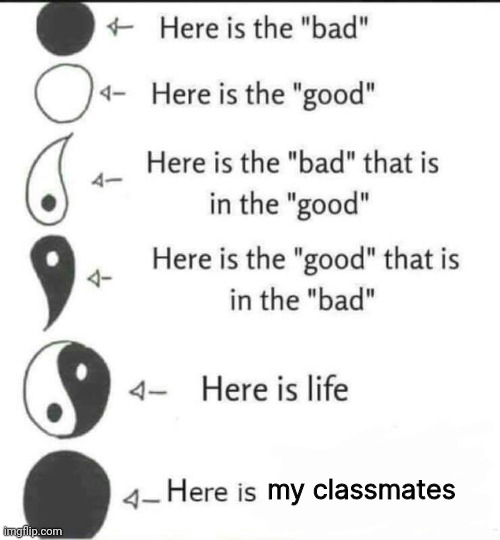 Its because yes | my classmates | image tagged in here is life,memes,yes,class,school,true | made w/ Imgflip meme maker