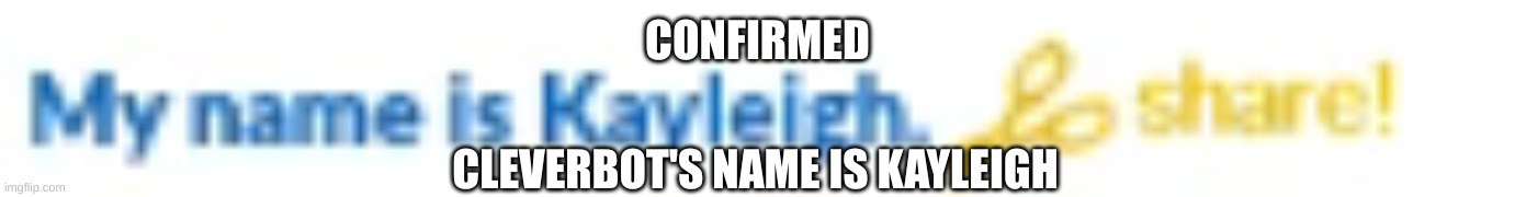 CONFIRMED; CLEVERBOT'S NAME IS KAYLEIGH | made w/ Imgflip meme maker
