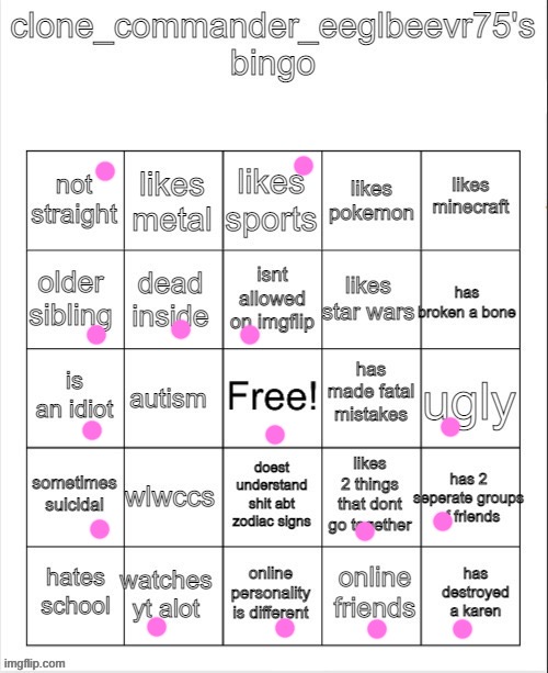 Bingo! | image tagged in clone_commander_eeglbervr75's bingo | made w/ Imgflip meme maker