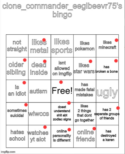 clone_commander_eeglbervr75's bingo | image tagged in clone_commander_eeglbervr75's bingo | made w/ Imgflip meme maker