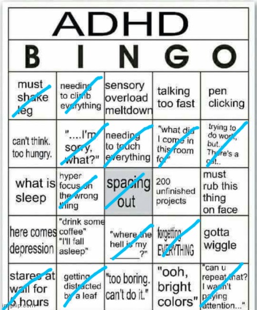 adhd bingo | image tagged in adhd bingo | made w/ Imgflip meme maker