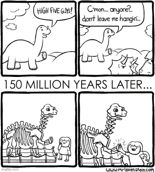 wholesome | image tagged in comics/cartoons,dinosaurs,wholesome,high five | made w/ Imgflip meme maker