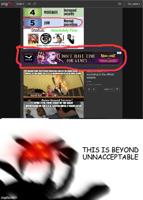 HOW DARE THEY PUT A GAME AD THAT HAS AN ANIME GIRL IN THE A.S.S? | image tagged in this is beyond unacceptable | made w/ Imgflip meme maker