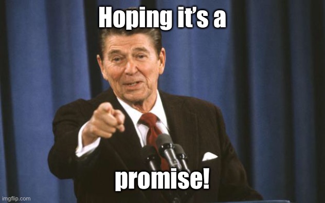 Ronald Reagan | Hoping it’s a promise! | image tagged in ronald reagan | made w/ Imgflip meme maker