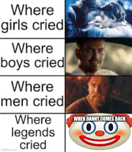 Where Legends Cried | WHEN DANNY COMES BACK | image tagged in where legends cried | made w/ Imgflip meme maker