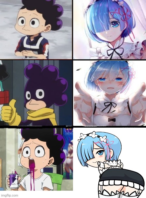 Mineta notices REM | image tagged in mineta 3 panel,rem,anime girl,mineta | made w/ Imgflip meme maker