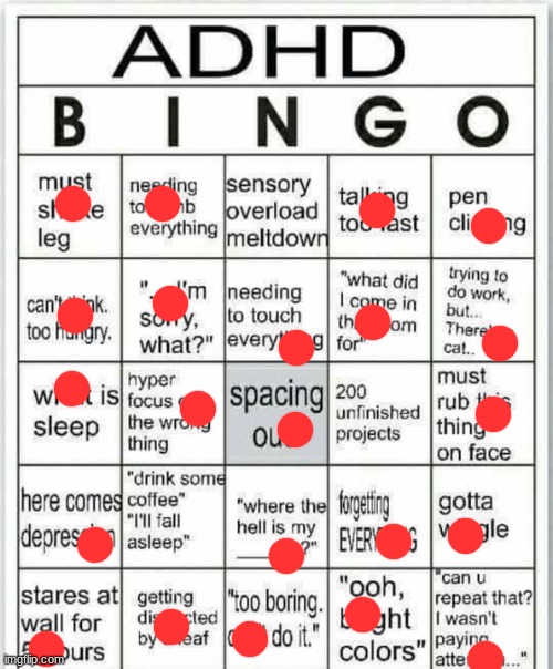 How did i do | image tagged in adhd bingo | made w/ Imgflip meme maker
