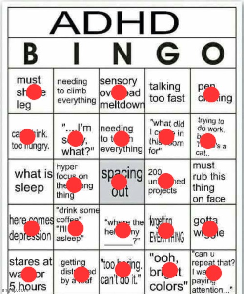 E | image tagged in adhd bingo | made w/ Imgflip meme maker