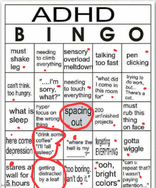 adhd bingo | image tagged in adhd bingo | made w/ Imgflip meme maker
