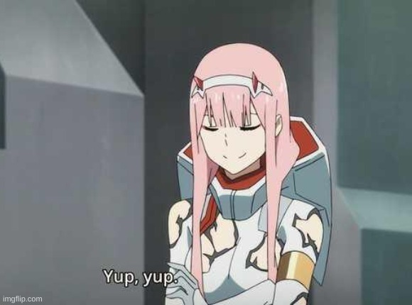 Yup, yup zero two | image tagged in yup yup zero two | made w/ Imgflip meme maker
